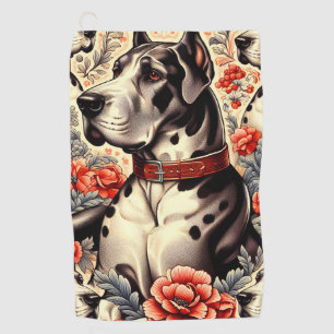 Retro Great Dane Illustration Golf Towel