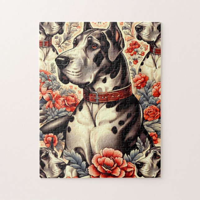 Retro Great Dane Illustration Jigsaw Puzzle (Vertical)