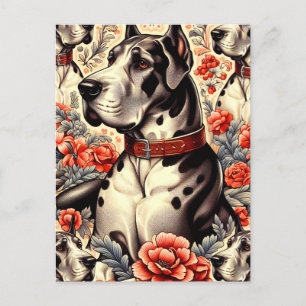 Retro Great Dane Illustration Postcard