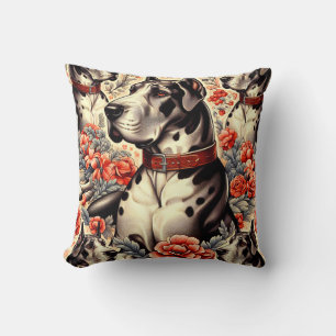 Retro Great Dane Illustration Throw Pillow