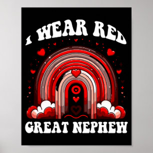 Retro Great Nephew Heart Disease Awareness Rainbow Poster