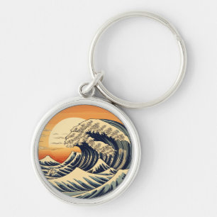 Retro Great Ocean Waves Keychain
