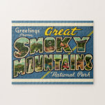 Retro Great Smoky Mountains Jigsaw Puzzle<br><div class="desc">A wonderful retro postcard from the Great Smoky Mountains National Park repurposed!</div>