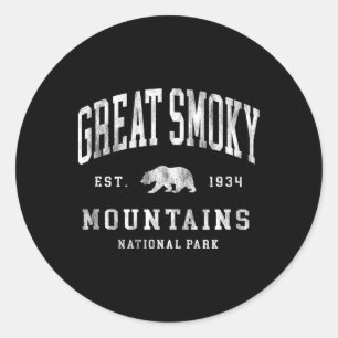 Retro Great Smoky Mountains National Park Mens Wom Classic Round Sticker