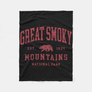 Retro Great Smoky Mountains National Park Mens Wom Fleece Blanket