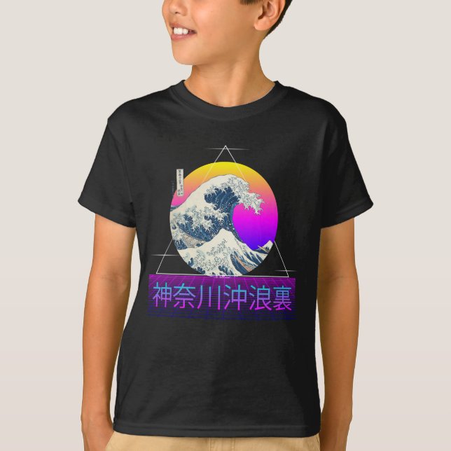 Retro Great Wave off Kanagawa Vaporwave T-Shirt (Front)