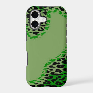 Retro green and black leopard print on lime