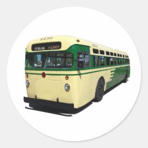 Retro Green and Cream Sab Francisco Muni Bus stick Classic Round Sticker
