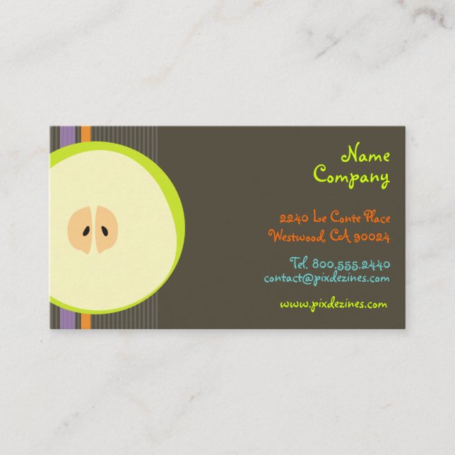 Retro Green Apple / DIY background Business Card (Front)