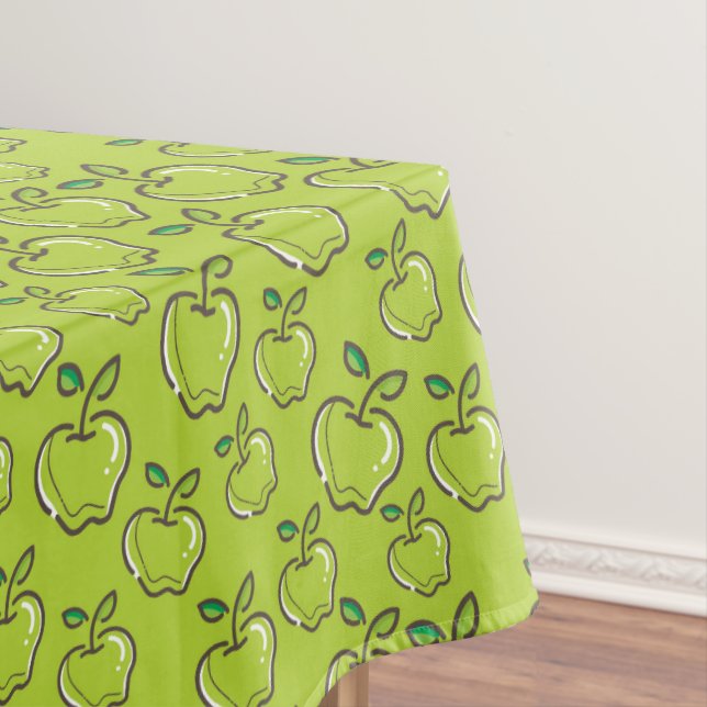 Retro Green Apples Fruit Orchard Rectangle Tablecloth (In Situ)