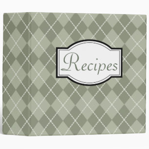 Retro Green Argyle Kitchen Recipe Binder Gift