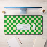 Retro Green Beige Checked Chequered 