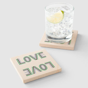 Retro Green Black Blue Tennis Score Love Stone Coaster