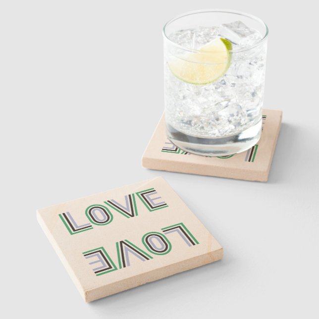 Retro Green Black Blue Tennis Score Love Stone Coaster (Side)
