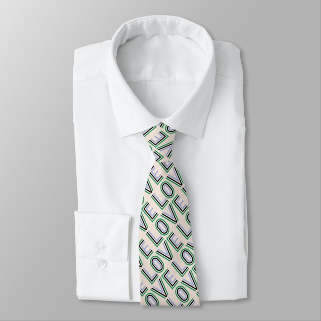Retro Green Black Blue Tennis Score Love Tie (Tied)