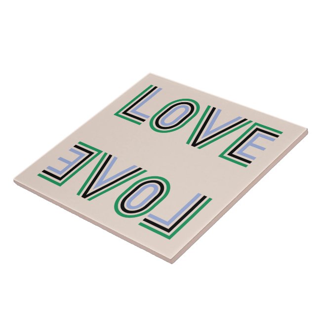 Retro Green Black Blue Tennis Score Love Tile (Side)