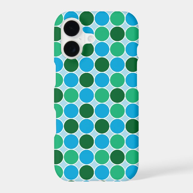 Retro Green Blue Turquoise Dots Geometric Pattern (Back)