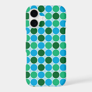 Retro Green Blue Turquoise Dots Geometric Pattern