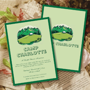Retro Green Camp Bride Bridal Douche Invitation