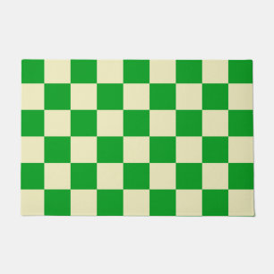 Retro Green Checks Chequerboard Chequered Doormat