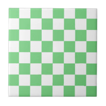 Retro Green Chequered Pattern Ceramic Tile