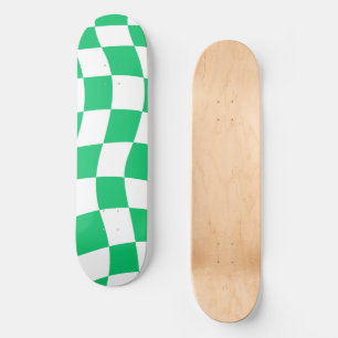 Retro Green Chequered Skateboard