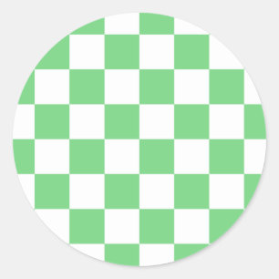 Retro Green Chessboard Chequerboard Tile Y2K  Classic Round Sticker