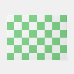 Retro Green Chessboard Chequerboard Tile Y2K Doormat
