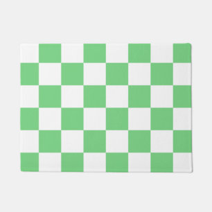 Retro Green Chessboard Chequerboard Tile Y2K Doormat