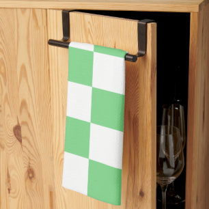 Retro Green Chessboard Chequerboard Tile Y2K  Kitchen Towel