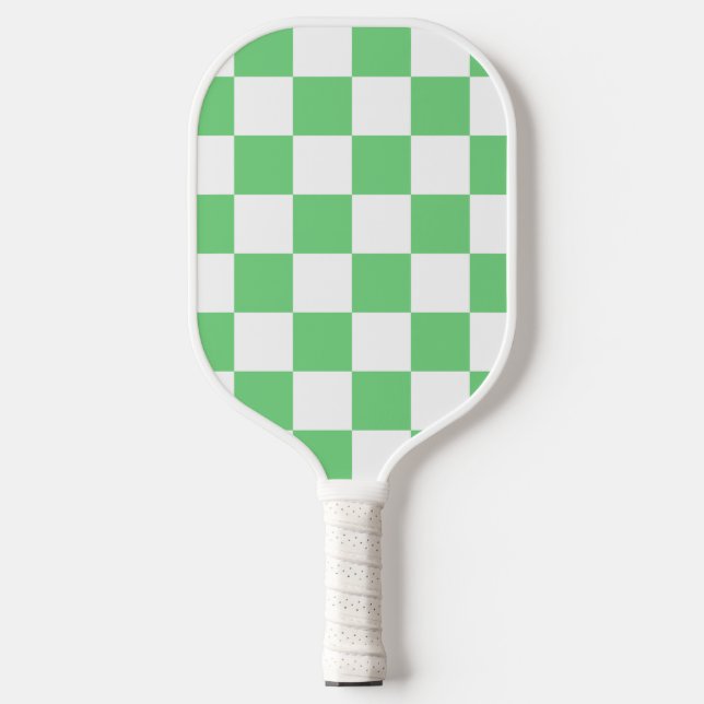 Retro Green Chessboard Chequerboard Tile Y2K  Pickleball Paddle (Front)