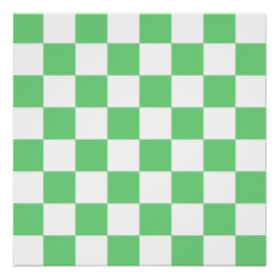 Retro Green Chessboard Chequerboard Tile Y2K  Poster