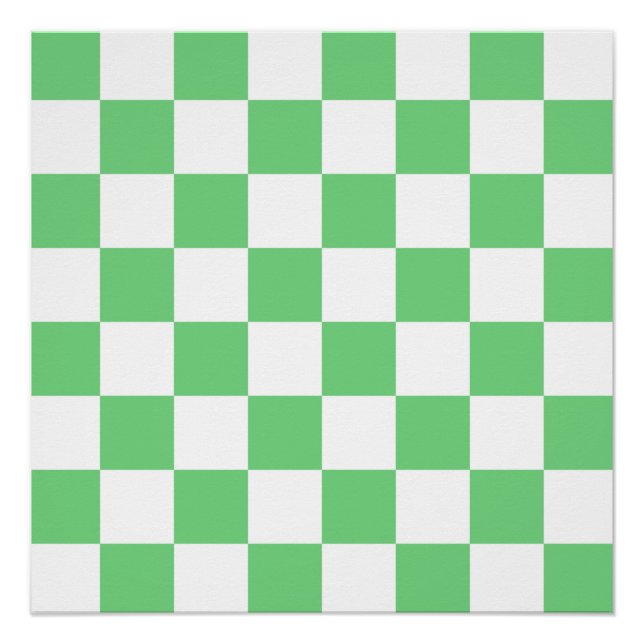 Retro Green Chessboard Chequerboard Tile Y2K  Poster (Front)