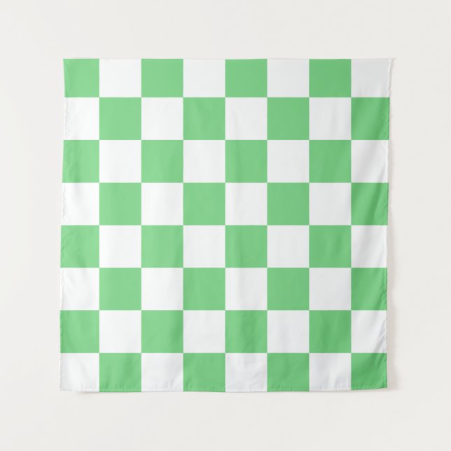 Retro Green Chessboard Chequerboard Tile Y2K  Tapestry (Front)