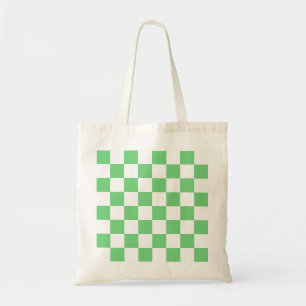 Retro Green Chessboard Chequerboard Tile Y2K  Tote Bag