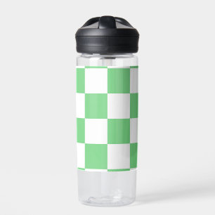 Retro Green Chessboard Chequerboard Tile Y2K Water Bottle