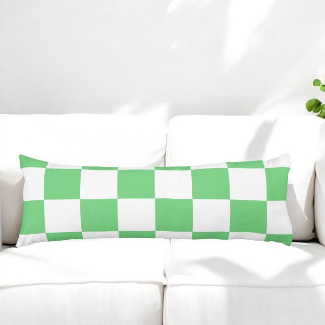 Retro Green Chessboard Tile Y2K Aesthetic Pattern Body Pillow (Creator Uploaded)