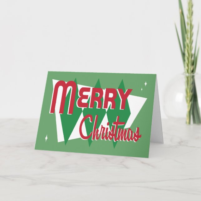 Retro Green Christmas Card (Front)