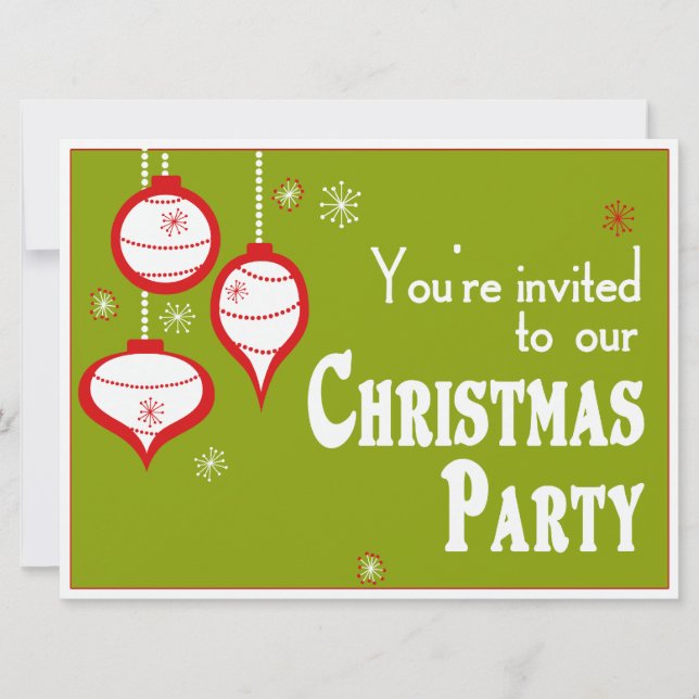 Retro Green Christmas Invitations (Front)