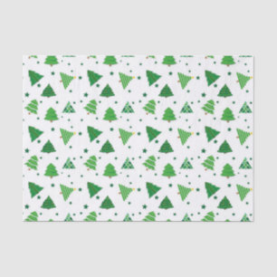 Retro Green Christmas Trees Tissue Paper