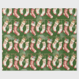 Retro Green Christmas Wrapping Paper