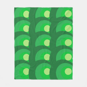 Retro Green Circles Fleece Blanket