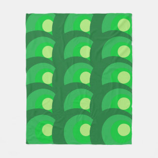 Retro Green Circles Fleece Blanket
