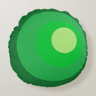 Retro Green Circles Round Pillow