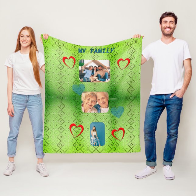Retro Green Diamond Pattern Fleece Blanket (In Situ)