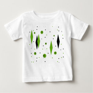 Retro Green Diamonds & Starbursts Baby T-Shirt