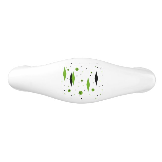 Retro Green Diamonds & Starbursts Drawer Pull (Front)