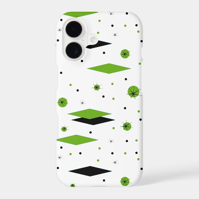 Retro Green Diamonds & Starbursts iPhone Case (Back)