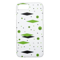 Retro Green Diamonds & Starbursts iPhone Case