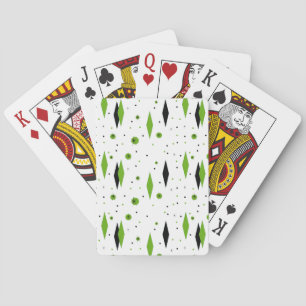 Retro Green Diamonds & Starbursts Playing Cards